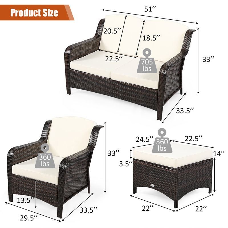 Aighan 6 - Person Patio Conversation Set with Cushions, White