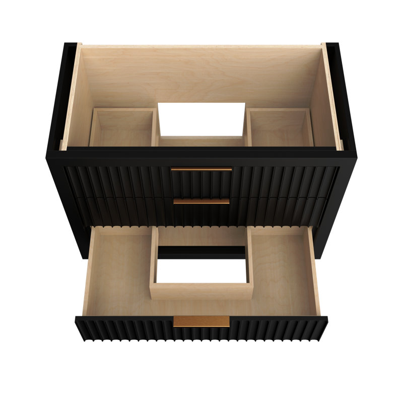 Meuble-lavabo simple à trois tiroirs Lecrieú, Noir, Bronze champagne, 42"