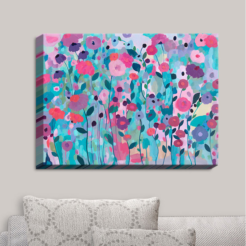 Fleurs de joie-impression, reproduction d’art, H 15,75 po x l 12,75 po x P 1,75 po, Toile tendue