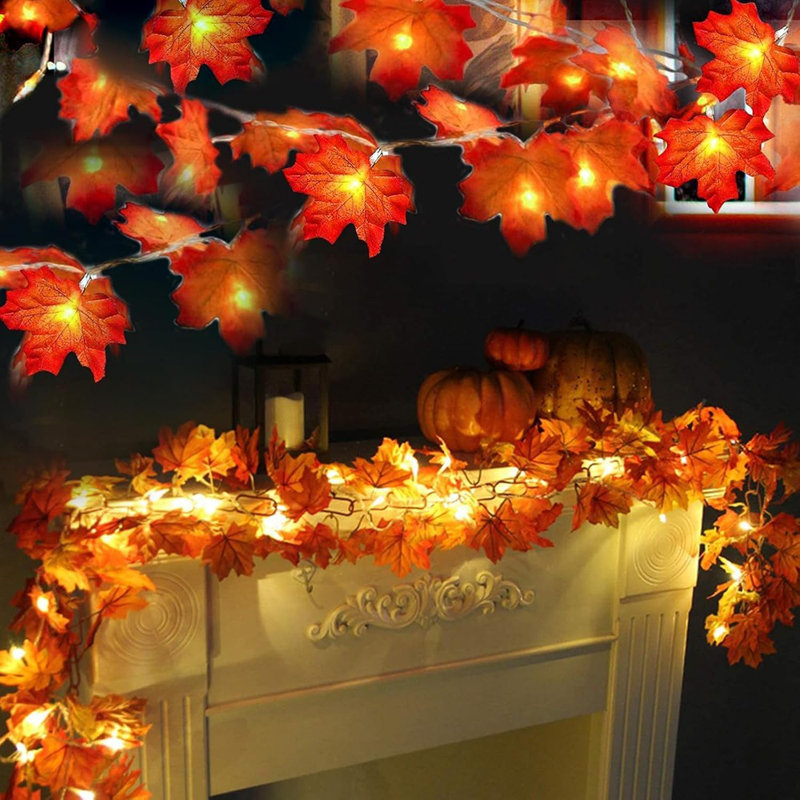 Ensemble de 2 décorations d'automne à feuilles d'érable agrandies pour la maison
