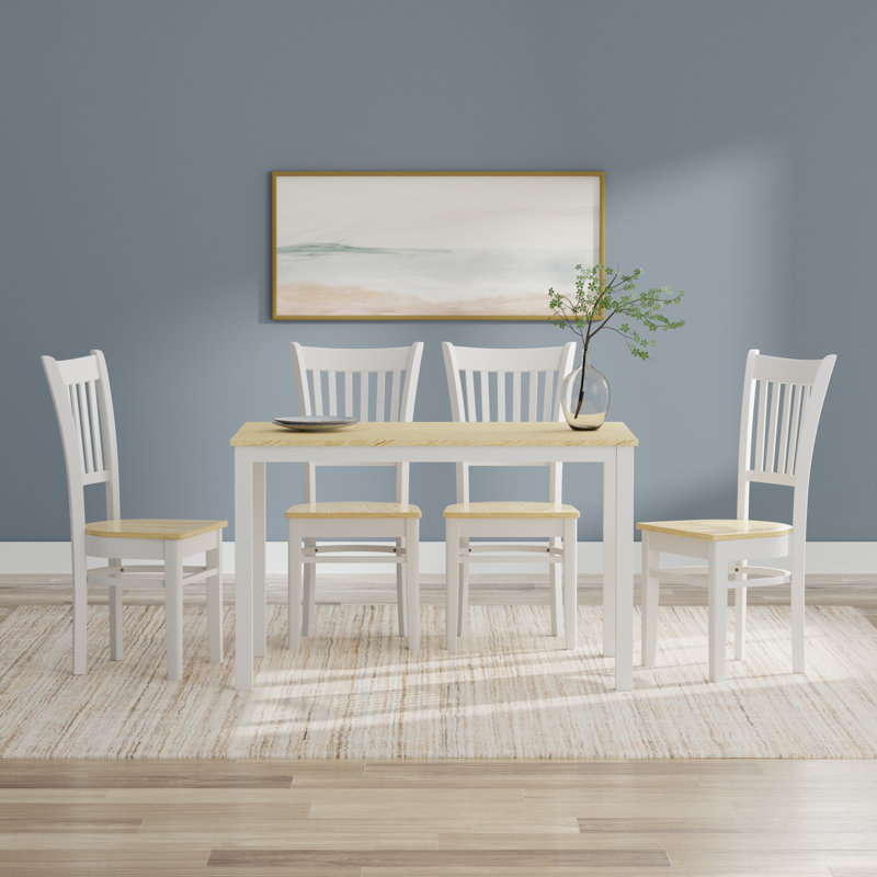 Ensemble repas pour 6 personnes, Blanc / Naturel, Naturel / Blanc, Ensemble repas 5 pièces