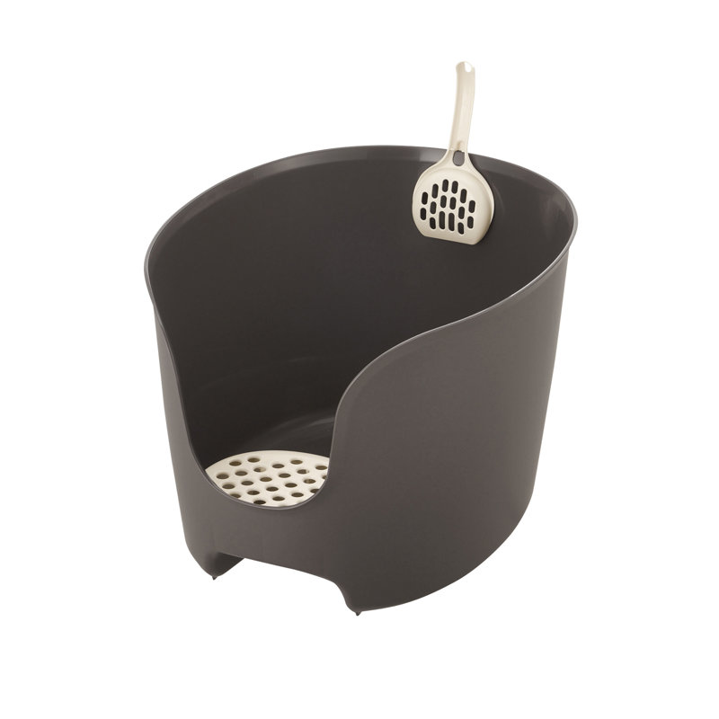 Plastic Litter Box with Scoop, Brown