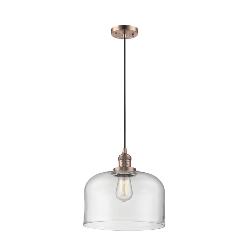Barahona 1 - Light Single Pendant, Antique Copper, 6 Watt Vinage LED Bulb, Clear