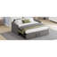 Lit de jour simple avec couchette escamotable allongée, canapé-lit rembourré, conception simple à très simple pour chambre d'amis, velours, gris-945947621