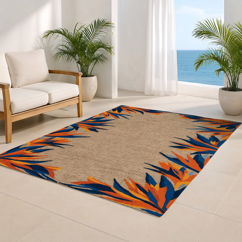 Tapis d'intérieur et d'extérieur brun Botanical, Rectangle 4pi x 6 pi