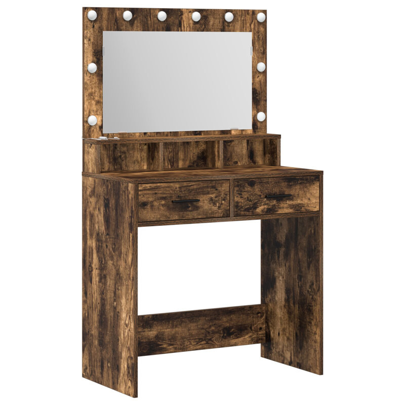 Vanity Table Rectangular, Smoked Oak