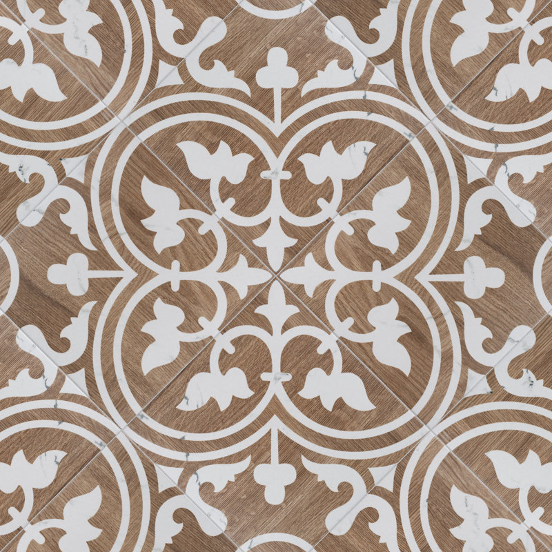 Llama Arte Loire Verso 10" x 10" Porcelain Patterned Wall & Floor Tile, Brown