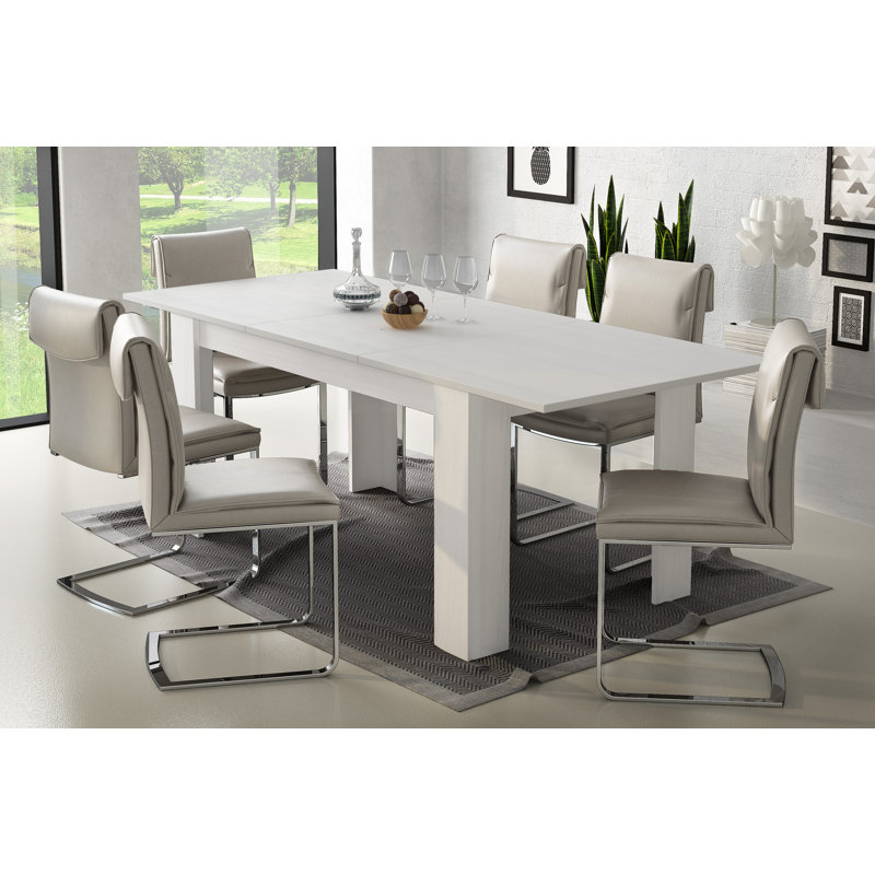 Dishad Extendable Oak Dining Table, White
