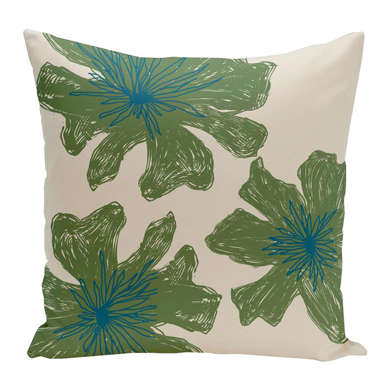 Reversible Thow Pillow, Green, 18" H x 18" W, Square