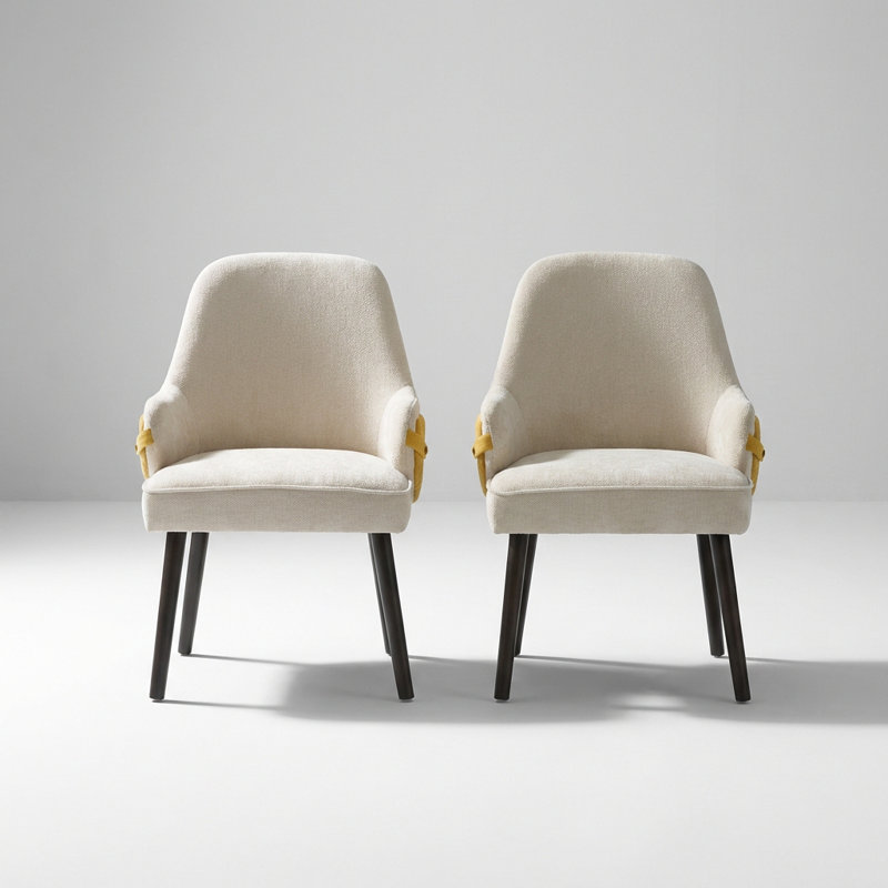 Ensemble de 2 fauteuils modernes en tissu à deux tons de conception ergonomique avec structure robuste pouvant supporter jusqu'à 300 livres