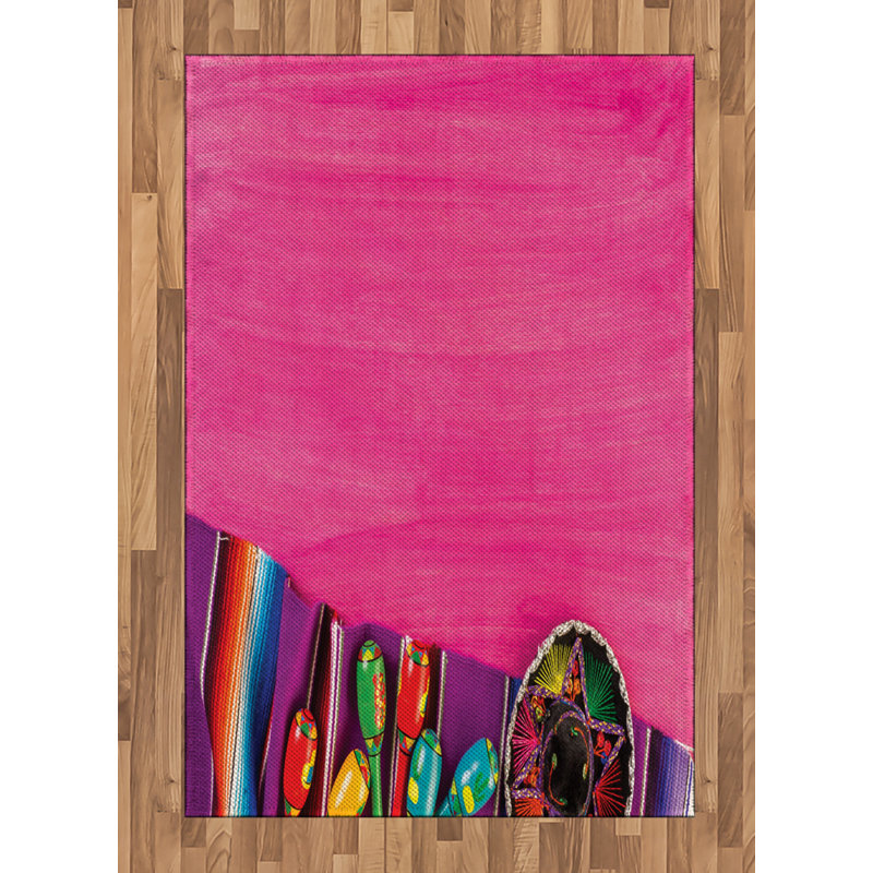 Mexican High Density Long Fiber Poly Threads Decorative Area Rug Carpet, Rectangle 4' x 5'8"