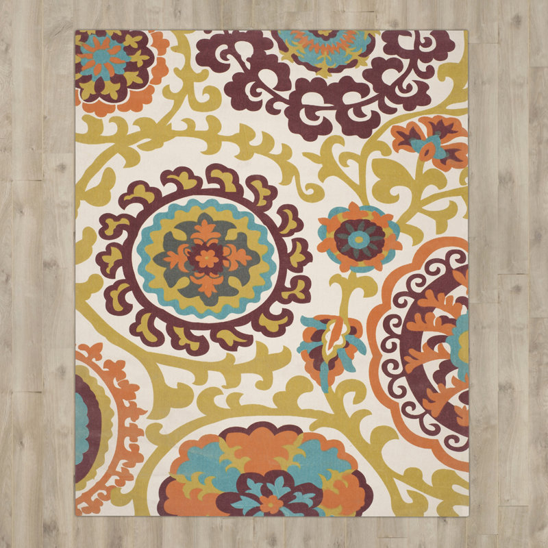 Tapis en coton tissé à la main Wilburg, Rectangle 2 pi 3 po x 3 pi 9 po