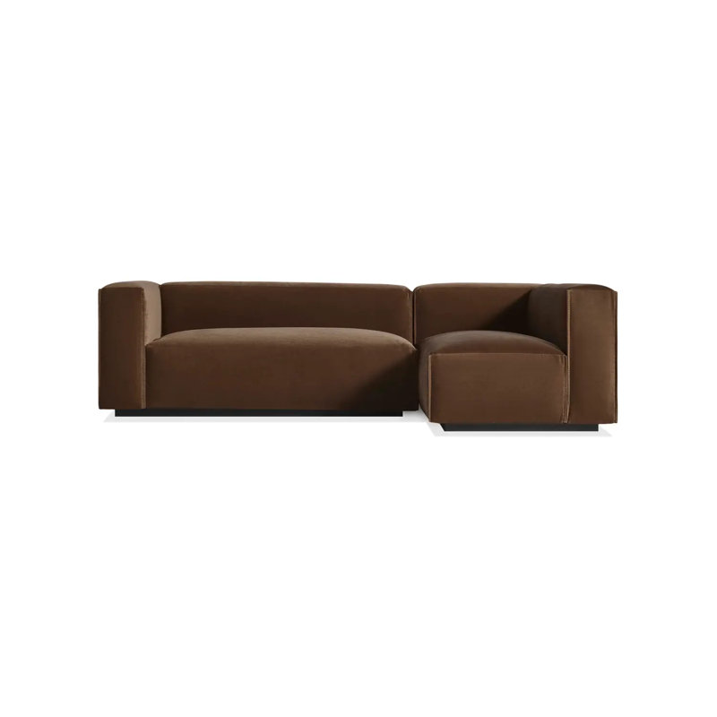 Petit canapé modulaire Cleon, Face à la gauche, Mélange de polyester café velours