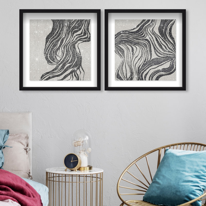 Emotional Set Shadowbox Abstract Print by Oliver Gal, Black Frame, 12 x 12, 21.5"H x 21.5"W, Black Shadowbox