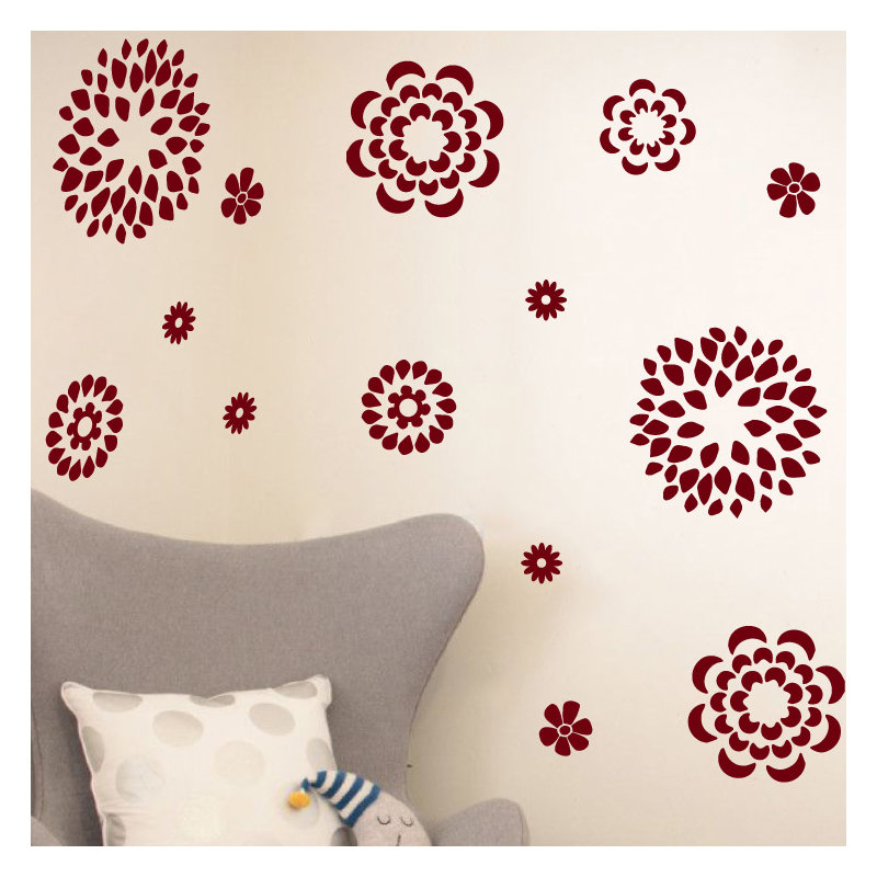 Adhésif décoratif motif floral, Bourgogne, H 19 po x l 24 po x P 0,01 po