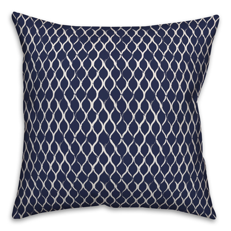  Coussin en résille, 18 po x 18 po, Bleu marine/blanc