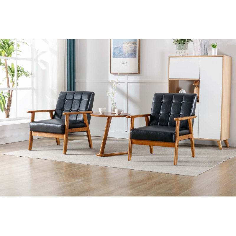 Fauteuil Krysteen de 25,39 po de largeur, Similicuir noir