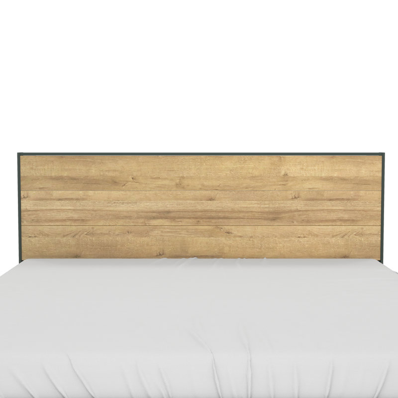 Allyannah Levison Platform Bed With Headboard, King, Kale Green/Reviera Eichi