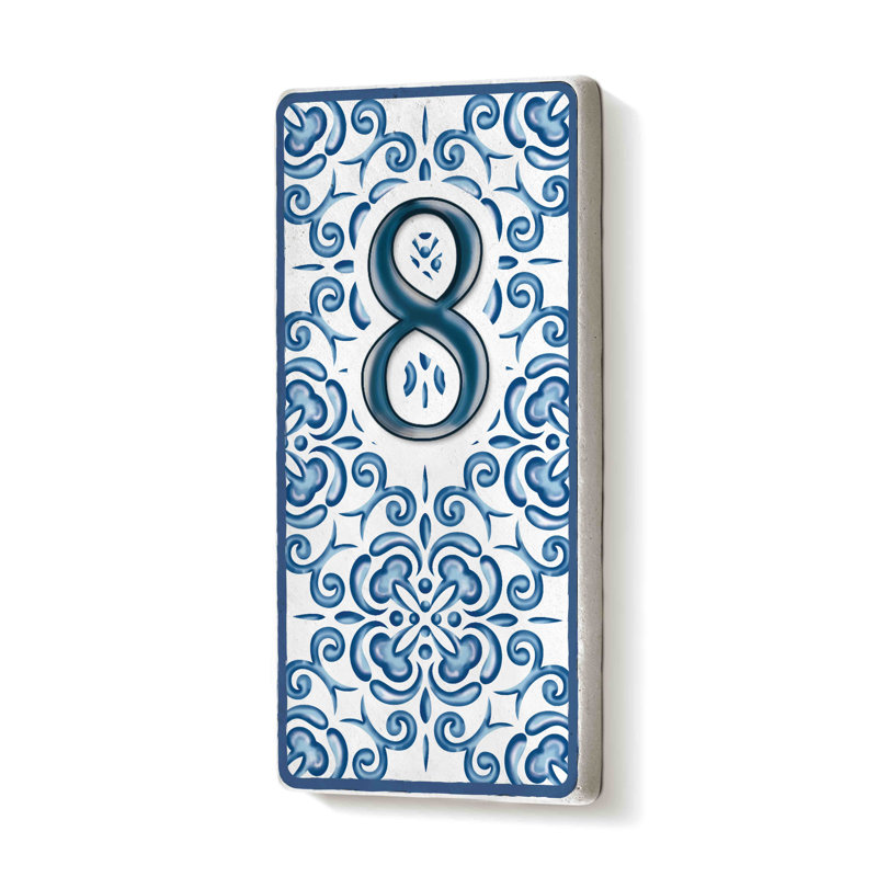 Exum 15cm H Ceramic Self-Adhesive House Number
