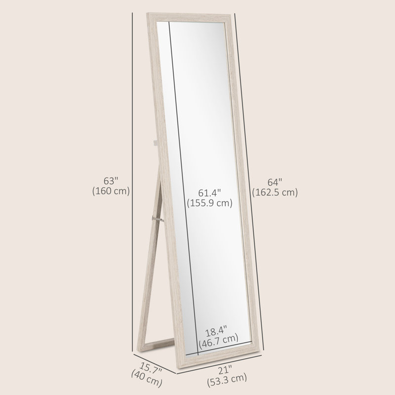 Miroir pleine longueur rectangulaire 64 po x 21 po, blanc, Blanc