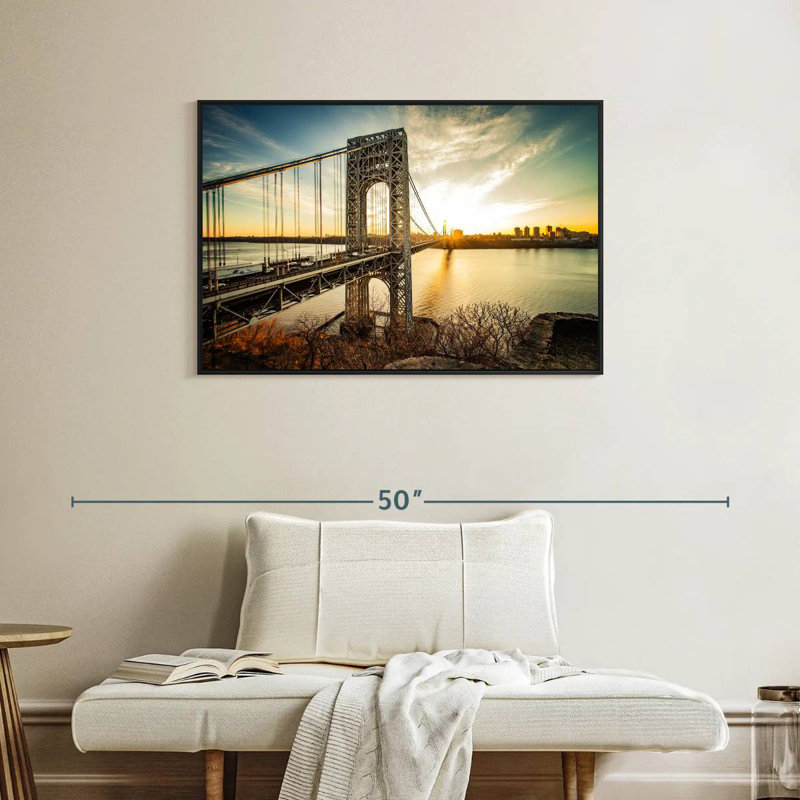 Pont George Washington NJ, Cadre flottant noir, 37 po x 25 po