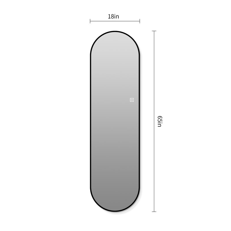 Miroirs décoratifs et muraux à DEL à intensité variable, métal moderne 65 x 18