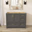 Base de meuble-lavabo simple 42 po en bois massif gris autoportant