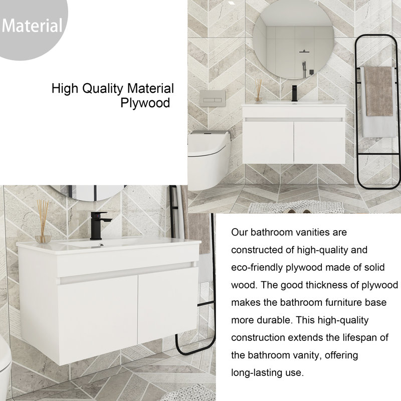 Latitude Run® Byrde 36'' Wall Mounted Single Bathroom Vanity with 