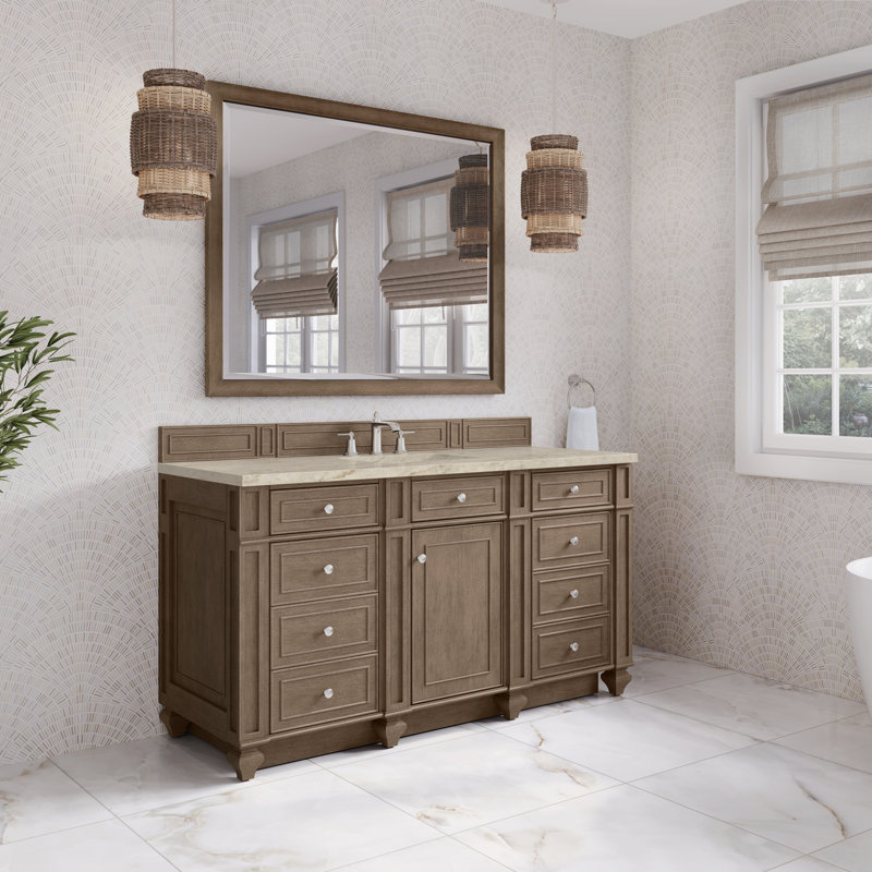 Bristol 60'' W Single Vanity, Whitewashed Walnut, Tajnar Eclos, 8" Widespread
