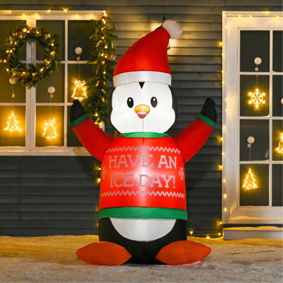 Décoration de Noël gonflable de 6 pi, pingouin portant un chandail de Noël, décor de Noël gonflable avec lumières DEL