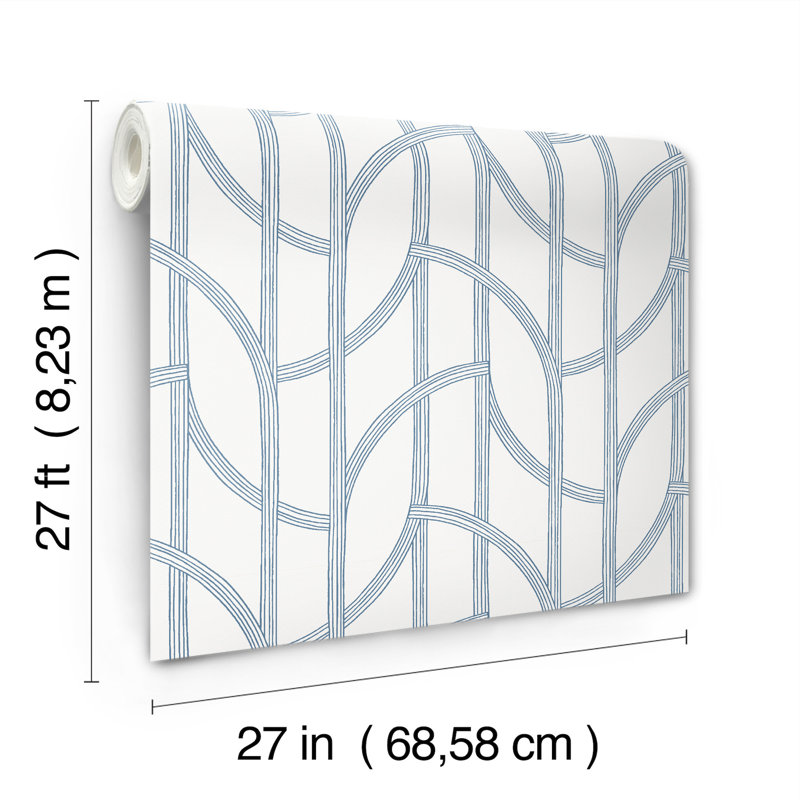 Salvo Curved Contours Wallpaper, Blue