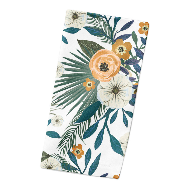 Serviette en coton 10 "Tropical, Blanc