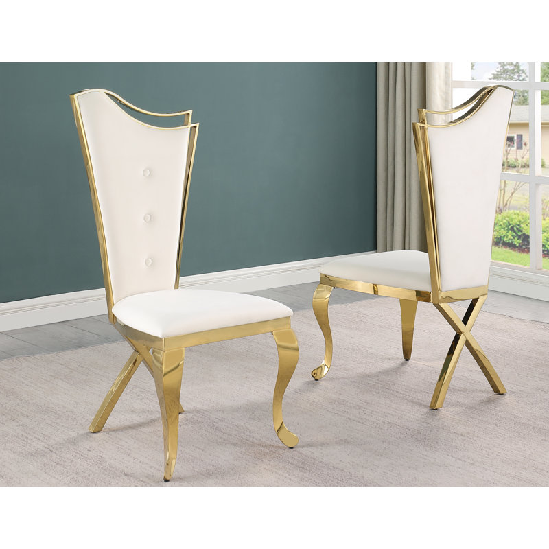 Baltz 4 - Person Pedestal Dining Set, Gold, Black/Gold
