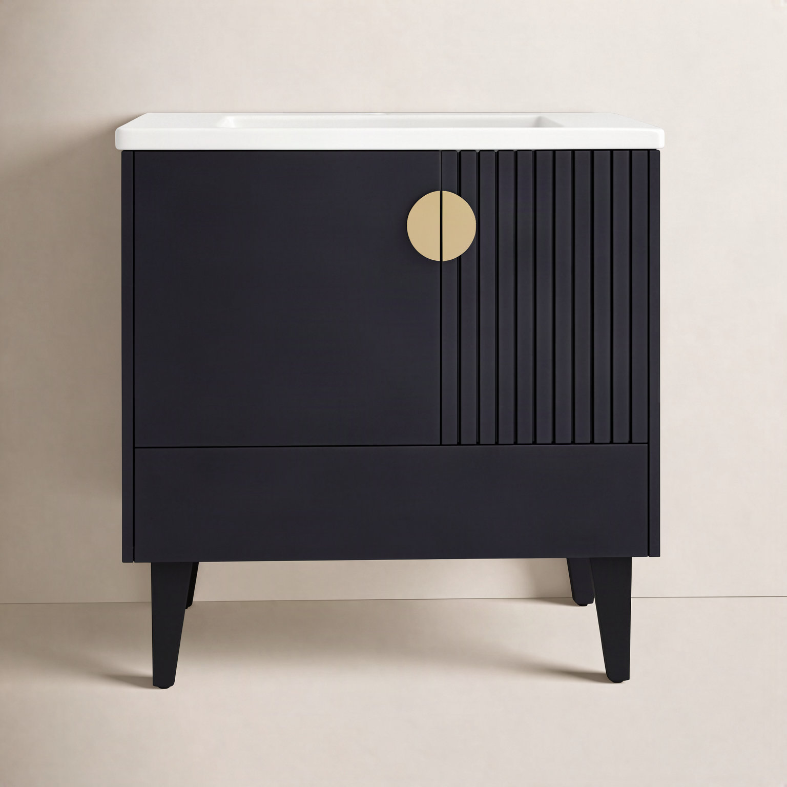 Saimah 30 " Single Bathroom Vanity, Black, Satin Brass