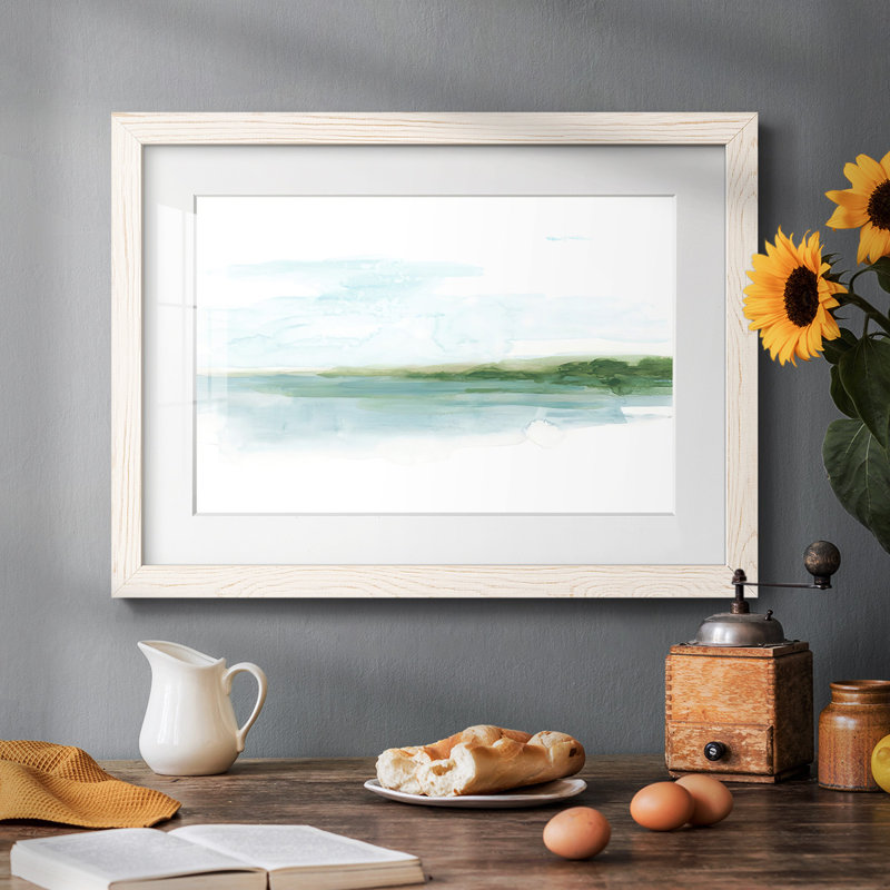 «Green Ribbon Coast I», reproduction encadrée rustique avec tableau mat, Blanc, H 28 po x l 42 po