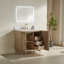 Meuble-lavabo autoportant en bois massif de 36 po avec plateau en marbre de Carrare, tiroirs et dosseret à fermeture en douceur - finition chêne clair-1180050489