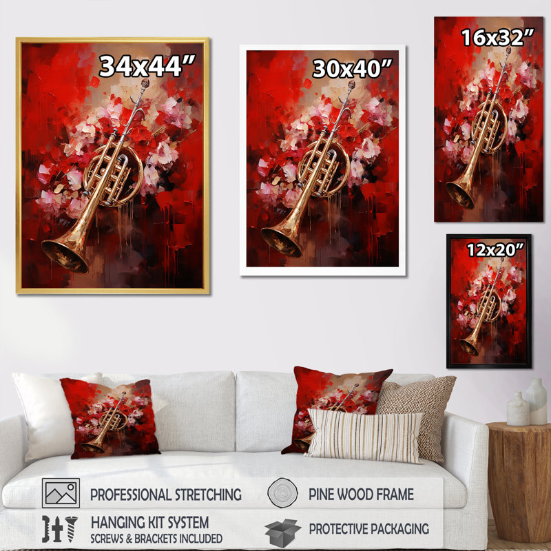 Regal Red Trumpet Triumph I, Cadre doré simple, H 20 po x l 12 po x P 1 po