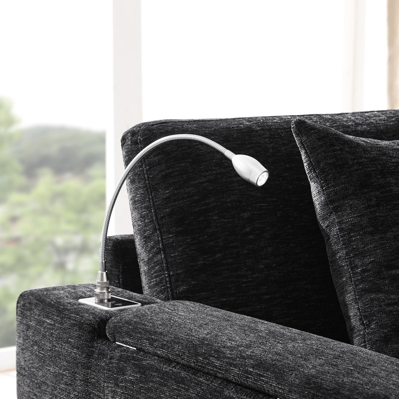 Lit coulissant en chenille de 117 po x 90 po avec 6 sièges, rangement pour mouvement, porte-gobelet rabattable, lampe de lecture tactile, double panneau de charge et oreillers, pivotant et de type C