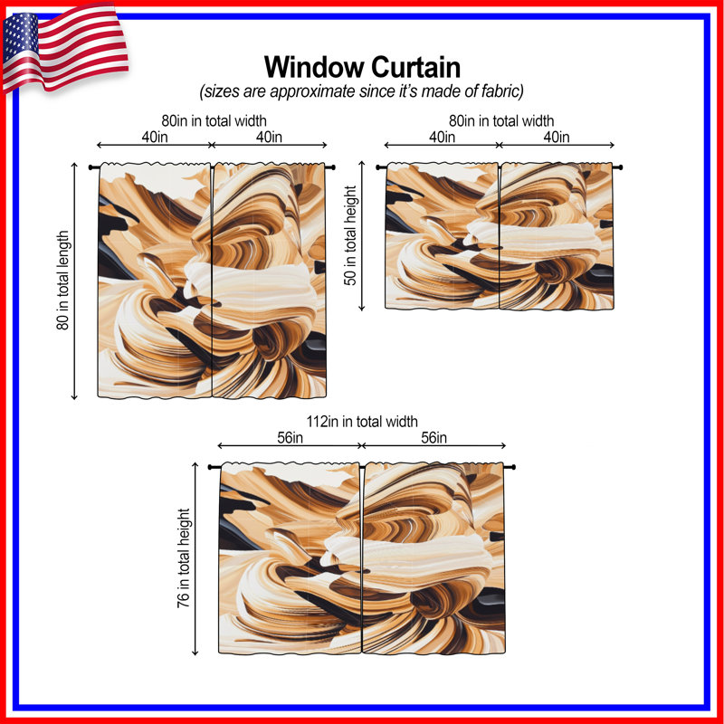 Rideaux abstraits abstraits et transparents - 2 panneaux, 40 po x 60 po - 2 panneaux, Transparent