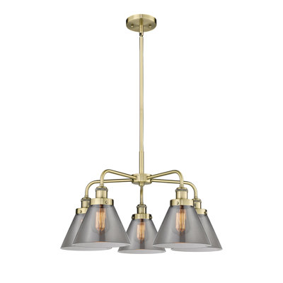 Cone 5 Light Stem Hung Chandelier