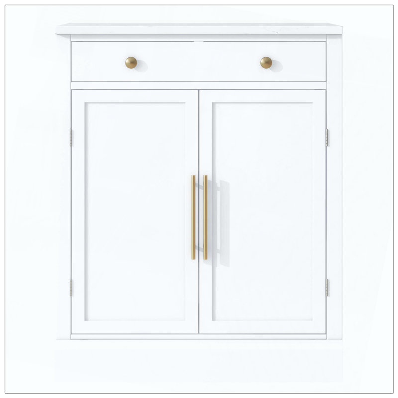Garde-manger autoportant moderne, rangement pour buffet, armoire à café avec tiroir, 2 tablettes réglables et 2 tablettes de porte pour la cuisine et la salle à manger