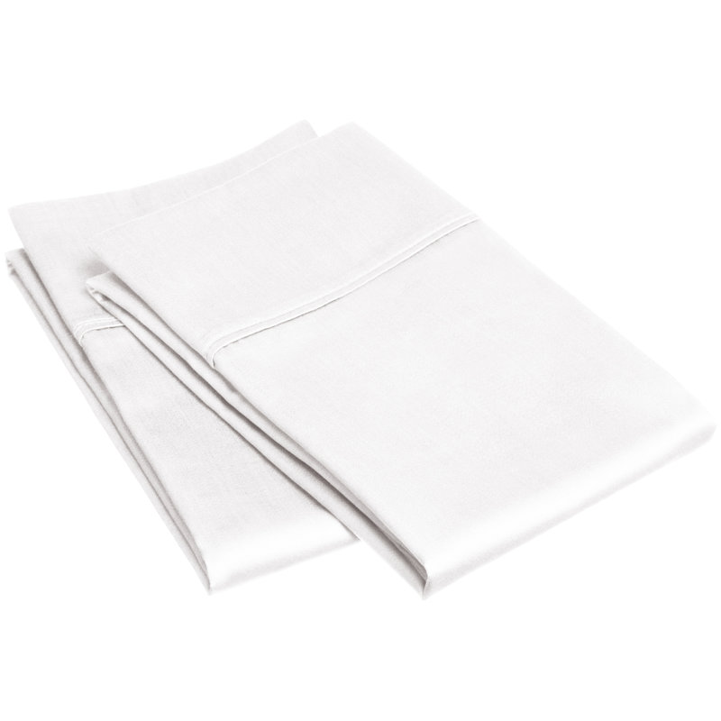 Cassius Egyptian-Quality Cotton 400 Thread Count Solid Luxury Pillowcase, Standard, White