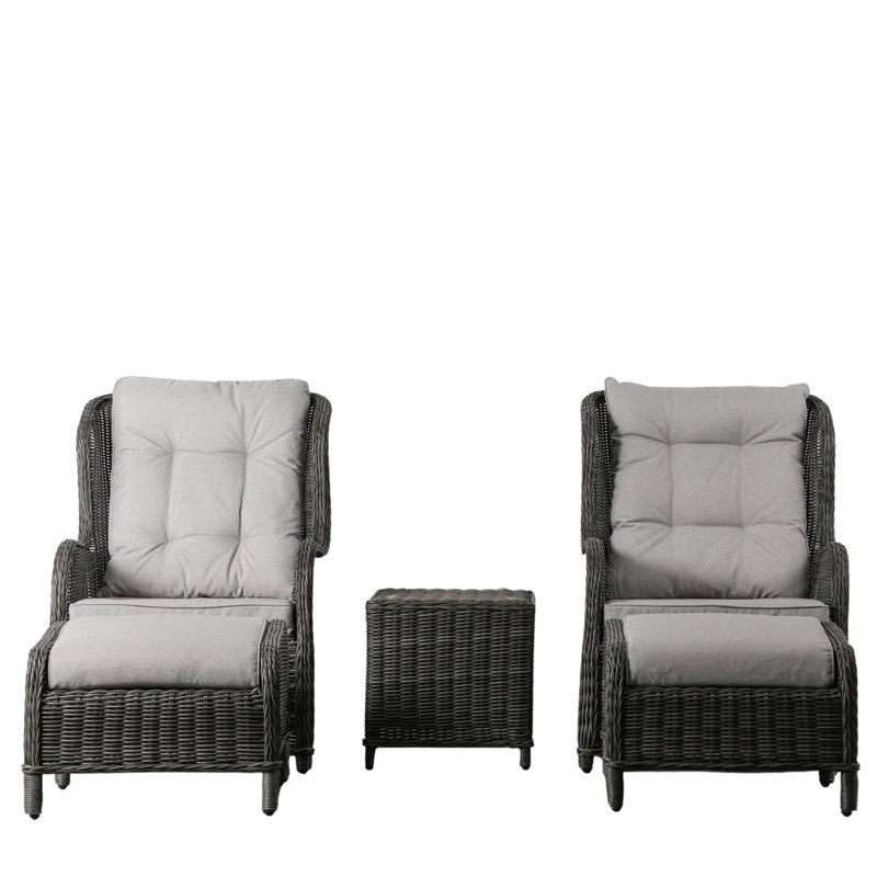 Mathis Rattan 2 - Person Seating Group with Cushions, Grey