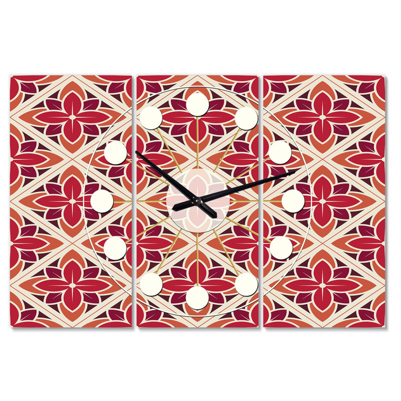 Horloge murale surdimensionnée mid-century, Rouge