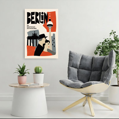 Retro Berlin Travel Classic Retro Vintage Architecture City Wall Art Print 1 Piece Wrapped Canvas Wall Art