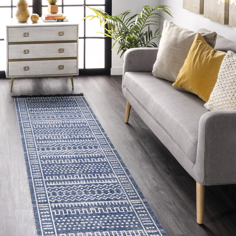 Tapis intérieur / extérieur bleu Myrasol, Tapis de couloir 2 pi 6 po x 6 pi 3 po