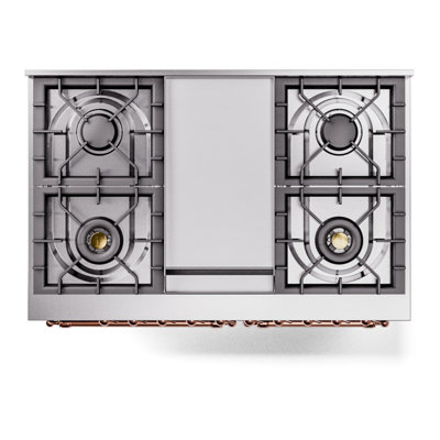 ILVE Nostalgie II Series 40 inch Dual Fuel Range with 6 Sealed Burners, Griddle (Glass Door)