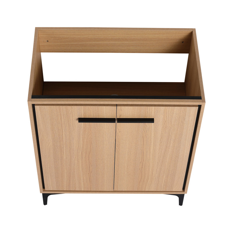 Base de meuble-lavabo 30 po, armoire couleur chêne, rangement spacieux, bois d'ingénierie, portes de conception américaine de 30 po pour les articles,