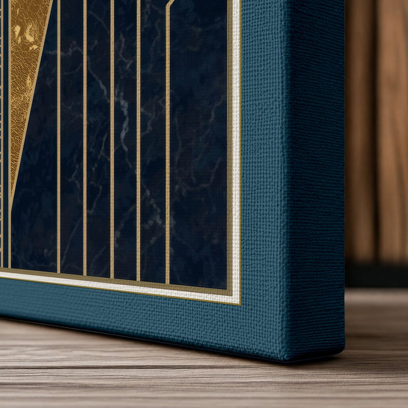 Sunburst Elegance Art Deco - Wrapped Canvas, 36x24 - 91.4 x 61.0 cm, Teal Border