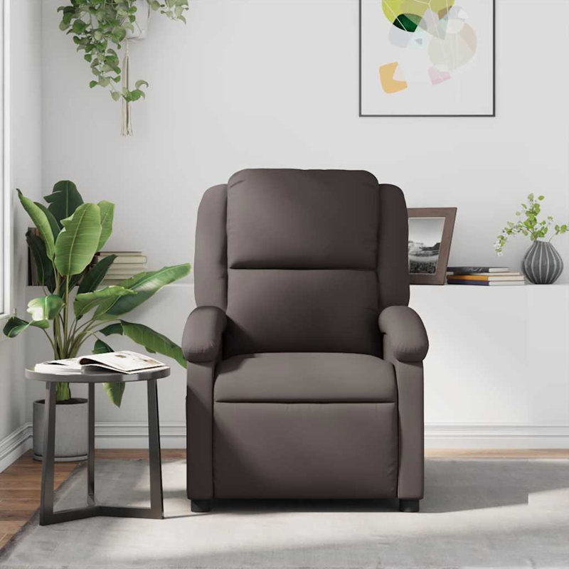 Bryndle Manual Recliner Chair, Adjustable Backrest/ Footrest, Real Leather, Dark Brown Genuine Leather